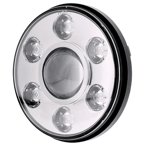 7&quot; LED HEADLIGHT 9-36V HIGH/LOW/DRL BEAM CHROME FASCIA 