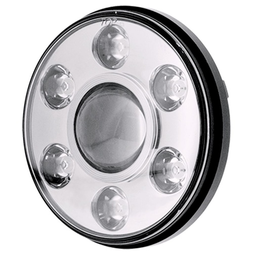 7&quot; LED HEADLIGHT 9-36V HIGH/LOW BEAM CHROME FASCIA