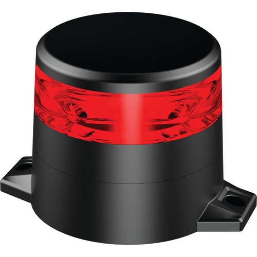LED RED BEACON 10-80V 2 BOLT METAL MNT 10xSTRBE 2xROT PATTs LOW PROFLE CLASS I 