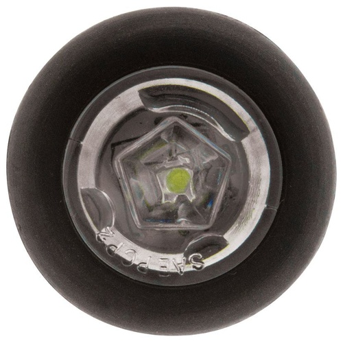 LED WHITE FRONT POSITION MARKR LAMP 12V W/ RUBBER HOUSING 28mm x 25mm 