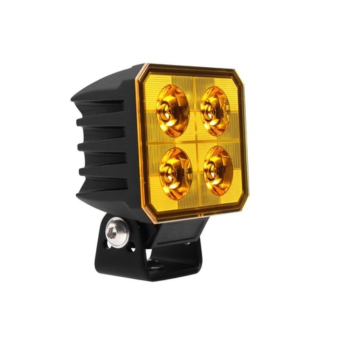 LED Square Flood Beam Amber Worklamp 60 Deg 4 LED&#39;s 2,660 Lumens