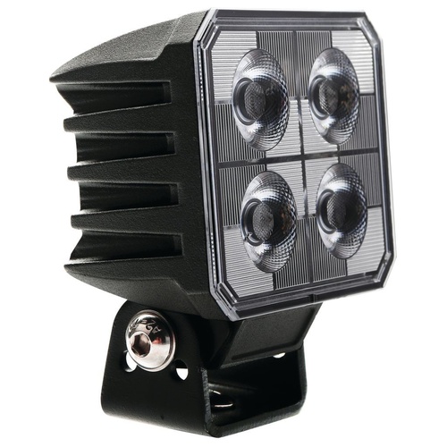 LED SQUARE WORKLAMP SPOT BEAM 10 Deg 9-36V 40W 4 LEDs BLACK HSNG 3,800Lmn IP69K 
