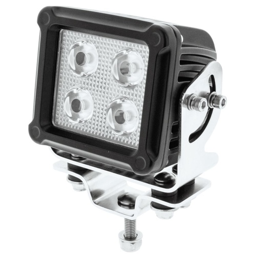 LED SQUARE WORKLAMP FLOOD BEAM 9 - 36V 40W 4 LED&#39;s BLACK HSNG 4,150 Lumens IP69K 
