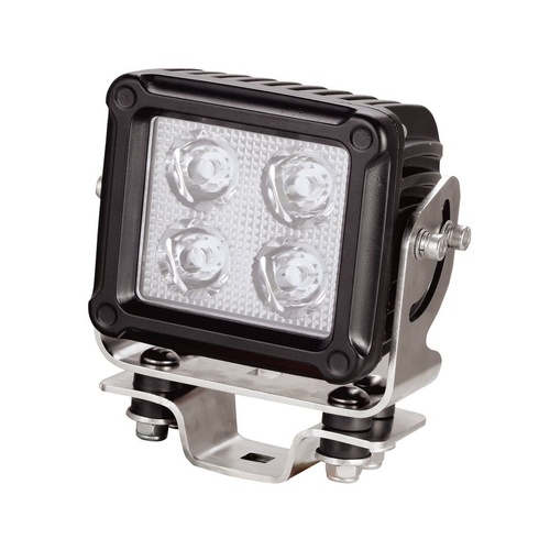 LED SQUARE WORKLAMP FLOOD BEAM 9 - 36V 60W 4 LED&#39;s BLACK HSNG 6,380 Lumens IP69K 