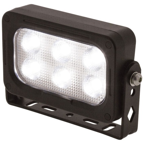 LED ANGLED WORKLAMP FLOOD BEAM 9 - 48V 30W 6 LED&#39;s BLACK HSNG 2,700 Lumens 