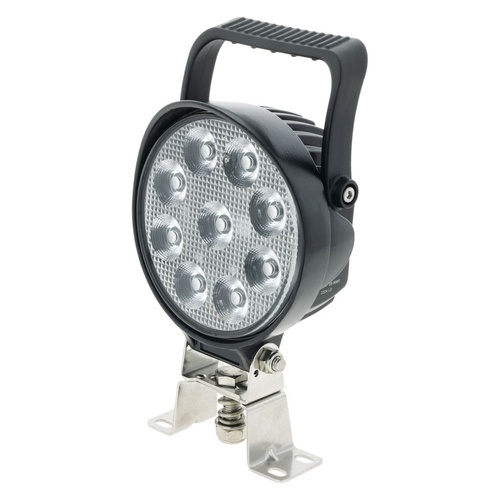 LED Round Spot Beam Worklamp w/ Handle &amp; Switch Black Housing